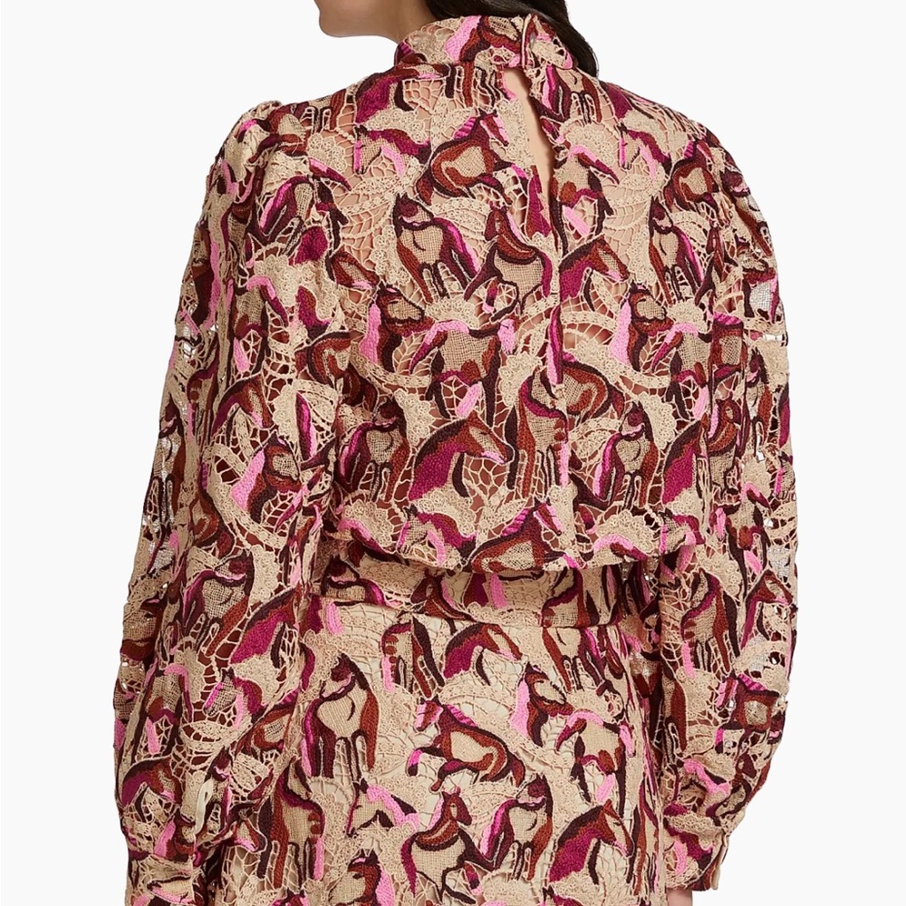 FARM Rio Pink and Brown Patterned Blouse - Picture 3 of 9